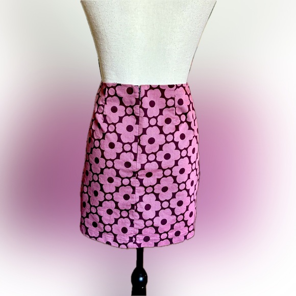 60's STYLE PINK & PURPLE MINI FLORAL SKIRT - Picture 3 of 4